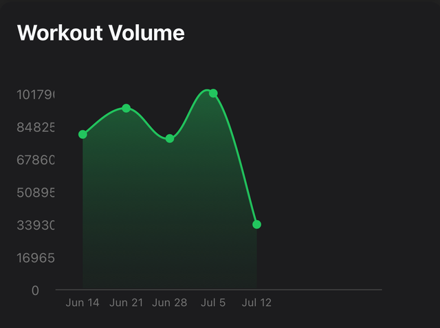 Weekly workout volume chart